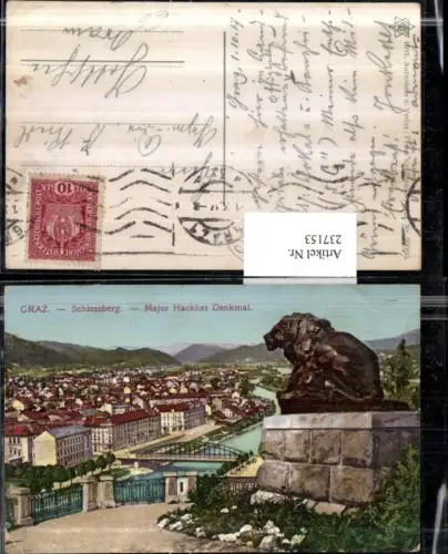 237153,Graz Teilansicht Schlossberg Major Hackher Denkmal Löwe