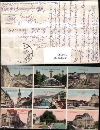 240695,Graz Rathaus m. Herrengasse Brunnen Opernhaus Jakominiplatz Hilmteich Mehrbildkarte