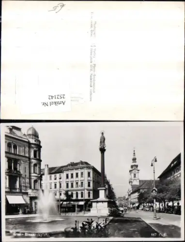 252142,Graz Bismarckplatz Mariensäule Springbrunnen Straßenansicht Geschäfte