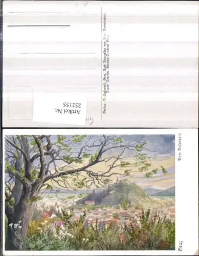 252155,Künstler AK Brunnlechner Graz Teilansicht vom Rosenhain