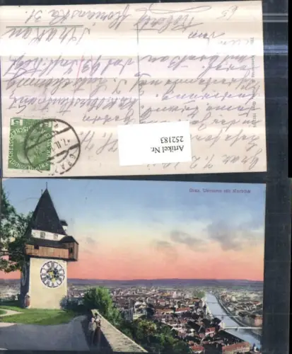 252183,Graz Schlossberg Uhrturm m. Murblick Totale