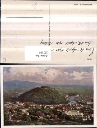 252190,Künstler AK Graz Totale m. Schlossberg pub Hans Hausner 7012/1