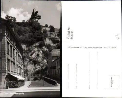 253048,Graz Schlossbergsteig m. Blick auf Uhrturm