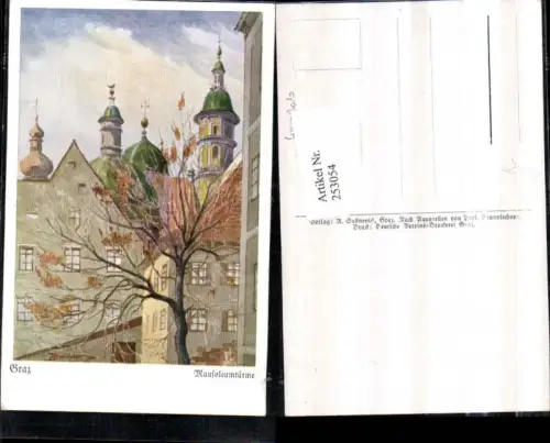 253054,Künstler AK Brunnlechner Graz Mausoleumtürme Türme