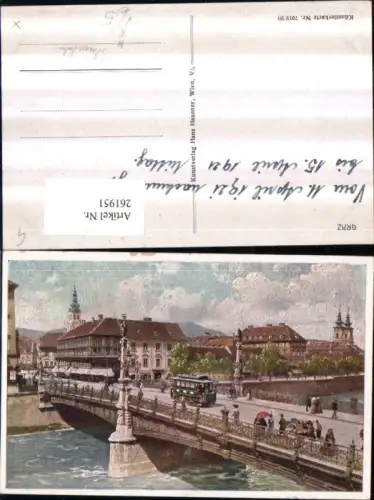 261951,Künstler AK Graz Brücke Straßenbahn pub Hans Hausner 7012/20