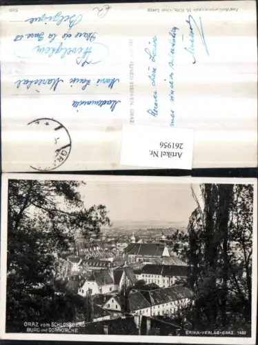 261956,Graz Teilansicht vom Schlossberg Burg u. Domkirche