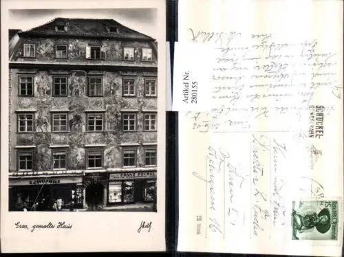 280155,Graz gemaltes Haus Hausansicht Buch und Musikalienhandlung Franz Pechel pub Sketh