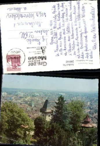 280162,Graz Totale Blick vom Schlossberg Uhrturm geg. Süden