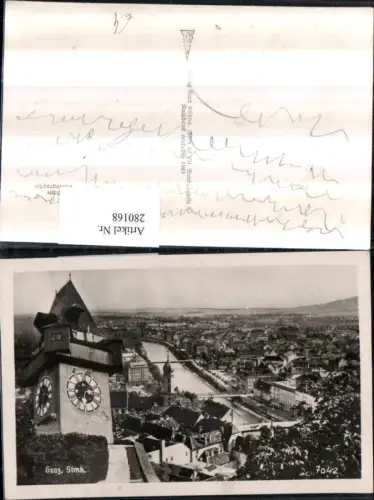 280168,Graz Totale vom Schlossberg Uhrturm
