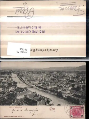 287820,Graz Totale Blick vom Schlossberg