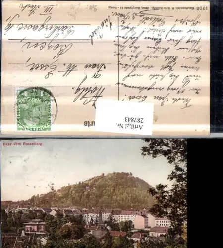 287843,Graz Teilansicht m. Schlossberg vom Rosenberg