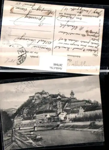 287848,Graz Teilansicht Albrechtsbrücke Brücke m. Schlossberg Uhrturm