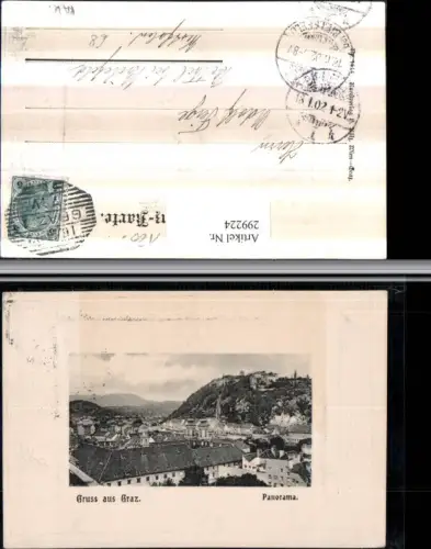299224,Präge Passepartout Gruß aus Graz Totale Panorama