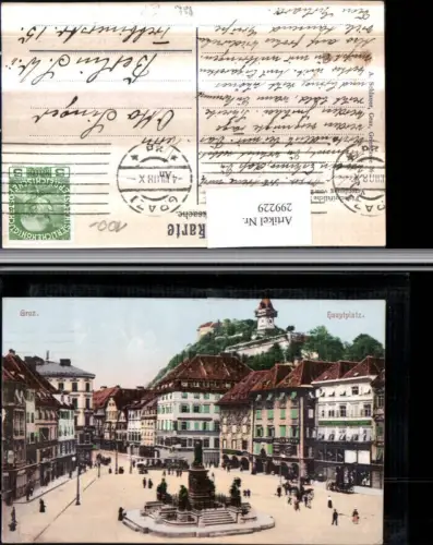 299229,Graz Hauptplatz Denkmal Geschäfte m. Uhrturm