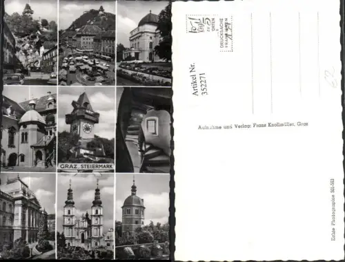 352271,Graz Hauptplatz Markt Uhrturm Kirche Mehrbildkarte