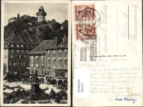 352273,Graz Hauptplatz Markt Denkmal Uhrturm