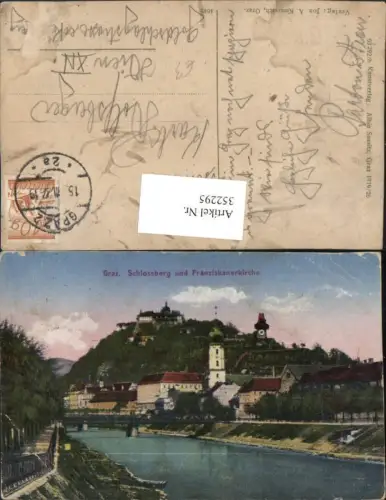 352295,Graz Teilansicht Schlossberg u. Franziskanerkirche