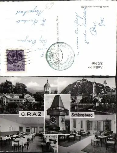 352296,Graz Teilansicht Schlossberg Uhrturm Liesl Mehrbildkarte