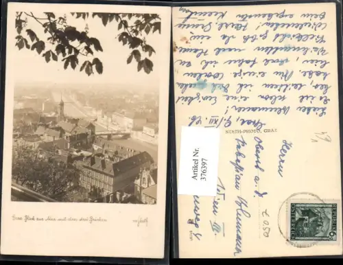376397,Graz Teilansicht Blick zur Mur m. Drei Brücken pub Sketh 425