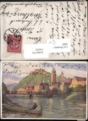 376422,Künstler AK Hans Götzinger Graz Albrechtsbrücke Kirche Schlossberg pub B.K.W.I. 936/14