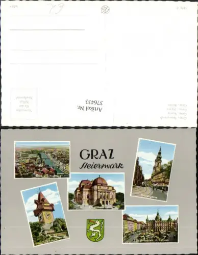 376433,Graz Totale Oper Herrengasse Uhrturm Hauptplatz Rathaus Mehrbildkarte