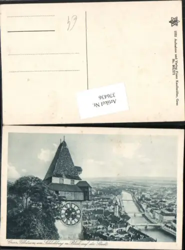 376436,Graz Uhrturm am Schlossberg m. Blick auf die Stadt Teilansicht