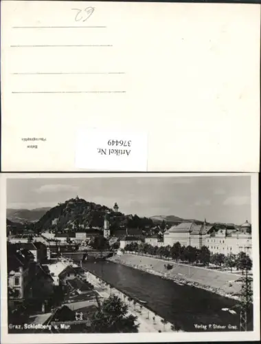 376449,Graz Teilansicht Mur Fluss m. Schlossberg