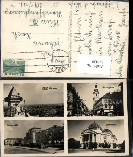 376459,Graz Uhrturm Universität Herrengasse Opernhaus Mehrbildkarte
