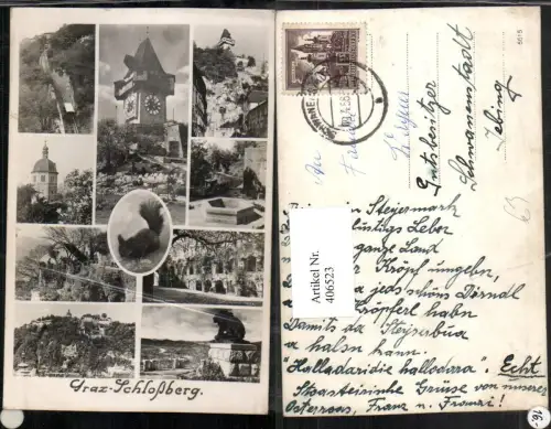 406523,Graz Schlossberg Uhrturm Zahnradbahn Mehrbildkarte