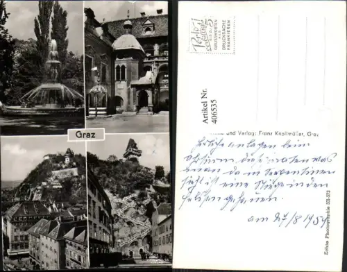 406535,Graz Schlossberg Uhrturm Brunnen Mehrbildkarte