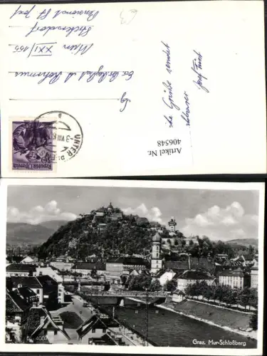 406548,Graz Teilansicht Brücke m. Schlossberg