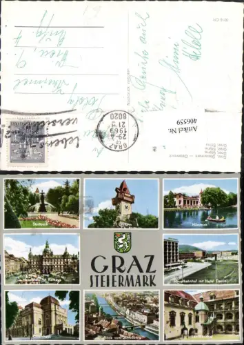 406559,Graz Uhrturm Hauptbahnhof Landhaushof Oper Rathaus Mehrbildkarte