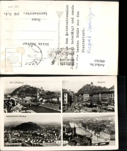 406563,Graz Totale Schlossberg Hauptplatz Mehrbildkarte