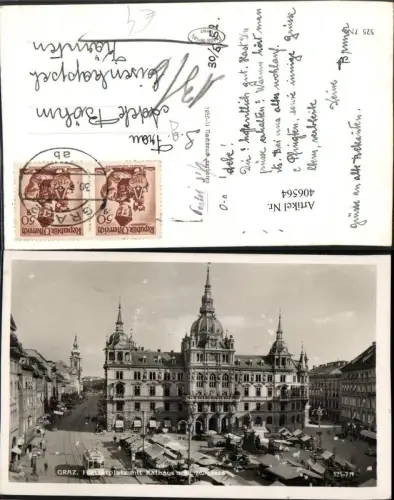 406564,Graz Hauptplatz m. Rathaus u. Herrengasse Markt
