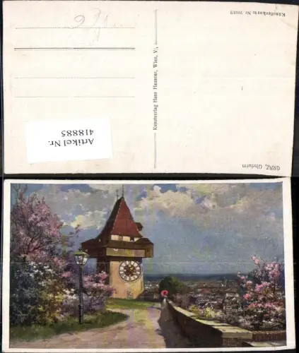 418885,Künstler Ak Graz Uhrturm pub Hans Hausner 7012/2