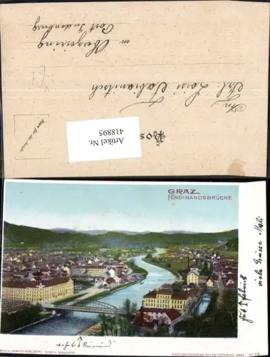 418895,Litho Graz Ferdinandsbrücke Brücke pub Ant. Petschnigg 75