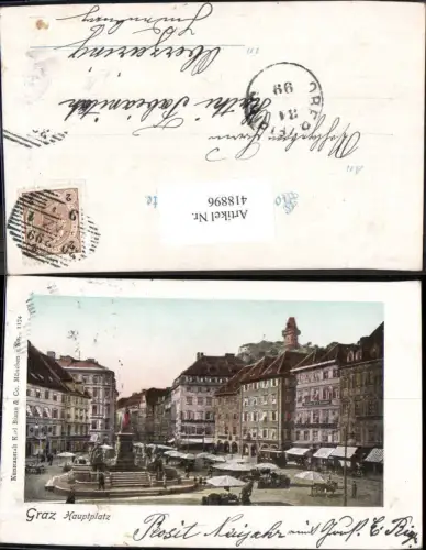 418896,Graz Hauptplatz Statue Straßenbahn