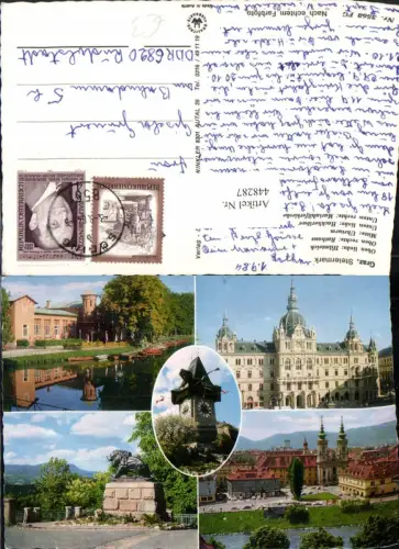 448287,Graz Hilmteich Rathaus Uhrturm Hackherlöwe Kirche Mehrbildkarte