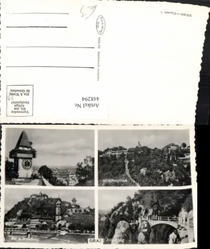 448294,Graz Teilansicht Uhrturm Felsensteig Schlossberg Mehrbildkarte