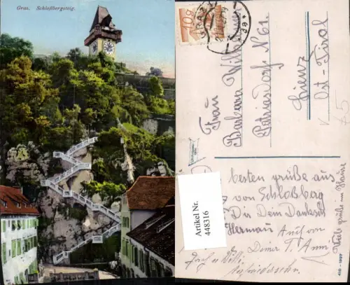 448316,Graz Schlossbergsteig Uhrturm pub L. Strohschneider 410