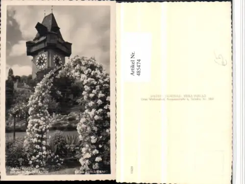 485474,Graz Bürgerbastei Rosenblüte Uhrturm