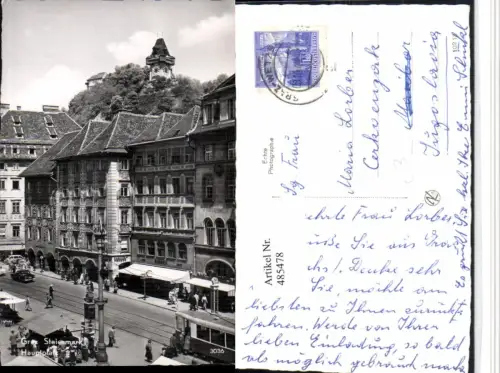 485478,Graz Hauptplatz m. Schlossberg Uhrturm