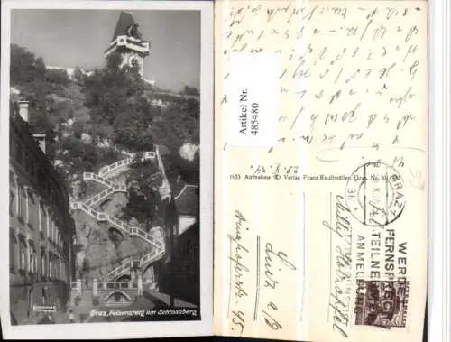 485480,Graz Felsensteig am Schlossberg Uhrturm