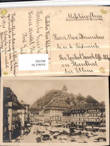 485502,Graz Hauptplatz Markt Denkmal m. Uhrturm