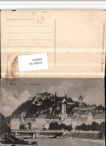 486939,Graz Teilansicht Mur Brücke m. Schlossberg