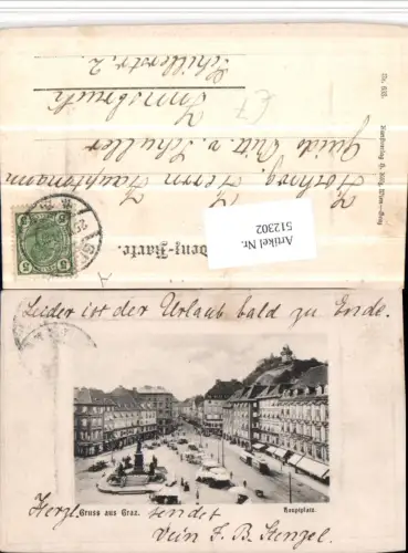 512302,Gruß aus Graz Hauptplatz Denkmal m. Uhrturm