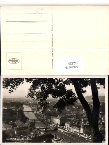 512320,Graz Teilansicht geg. Süden Fluss Brücken pub L. Strohschneider 136