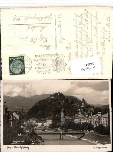 512342,Graz Teilansicht Mur Fluss m. Schlossberg pub L. Strohschneider