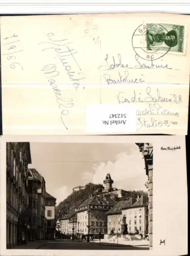 512347,Graz Hauptplatz Straßenansicht m. Uhrturm pub Sketh