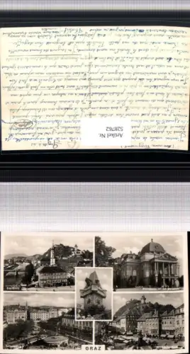 ,Mehrbild Ak Graz Schloßberg Stadttheater Jakominiplatz Uhrturm pub L. Strohschneider 309